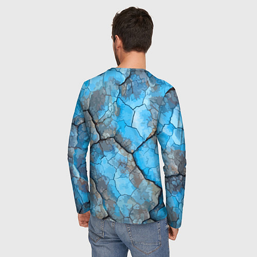 Мужской лонгслив Растрескавшаяся поверхность голубого цвета / 3D-принт – фото 4