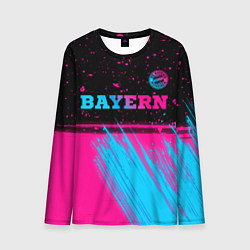 Лонгслив мужской Bayern - neon gradient: символ сверху, цвет: 3D-принт