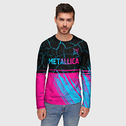 Лонгслив мужской Metallica - neon gradient: символ сверху, цвет: 3D-принт — фото 2