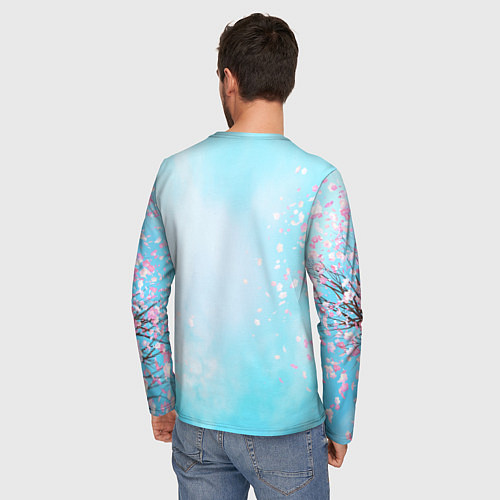 Мужской лонгслив Свинка под зонтиком в дождь / 3D-принт – фото 4