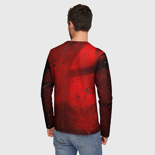 Мужской лонгслив Абстрактный красный дым и брызги тёмной краски / 3D-принт – фото 4