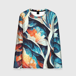 Лонгслив мужской Красочная листья - абстракция, цвет: 3D-принт