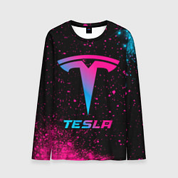 Мужской лонгслив Tesla - neon gradient