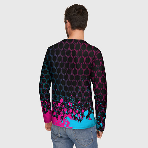 Мужской лонгслив Final Fantasy - neon gradient: символ сверху / 3D-принт – фото 4