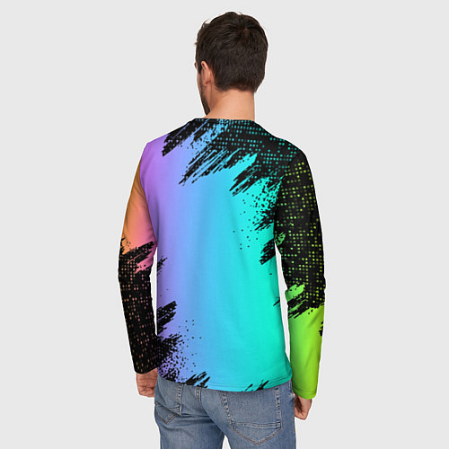 Мужской лонгслив Roblox neon logo / 3D-принт – фото 4