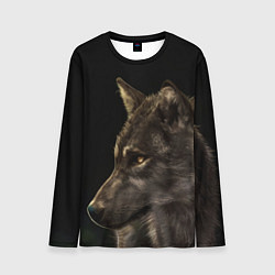 Лонгслив мужской Взрослый мудрый волк, цвет: 3D-принт