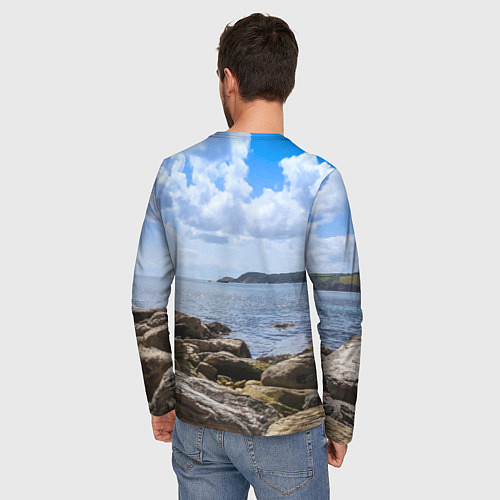 Мужской лонгслив Парусник на горизонте океана / 3D-принт – фото 4