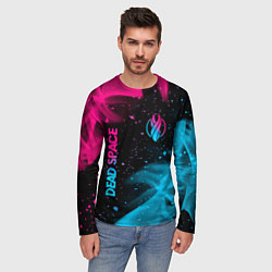 Лонгслив мужской Dead Space - neon gradient: символ и надпись верти, цвет: 3D-принт — фото 2
