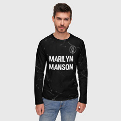 Лонгслив мужской Marilyn Manson glitch на темном фоне: символ сверх, цвет: 3D-принт — фото 2