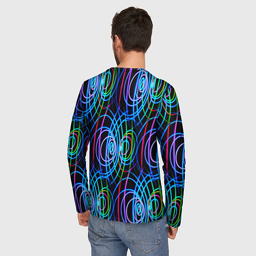 Мужской лонгслив Неоновые завитки / 3D-принт – фото 4