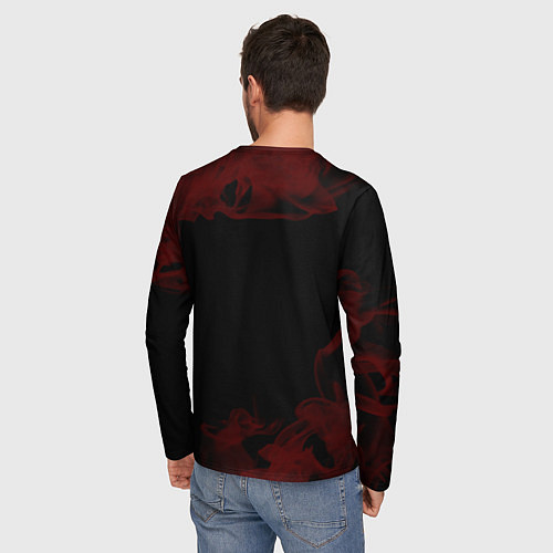 Мужской лонгслив Символ Saints Row и краска вокруг на темном фоне / 3D-принт – фото 4