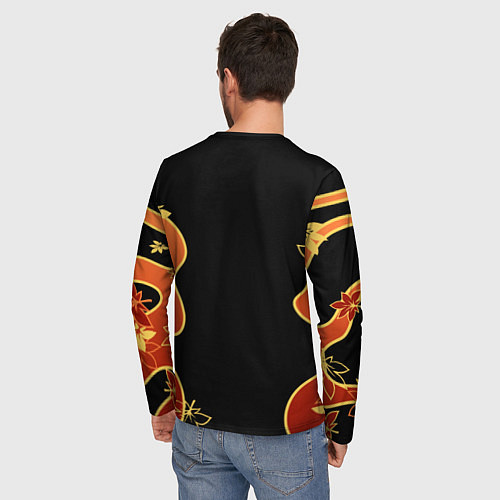 Мужской лонгслив Кимоно Кадзухи - осенняя листва / 3D-принт – фото 4