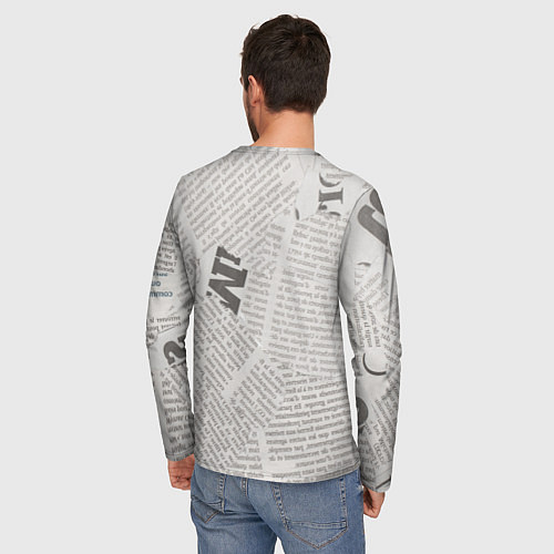 Мужской лонгслив Белая газета / 3D-принт – фото 4