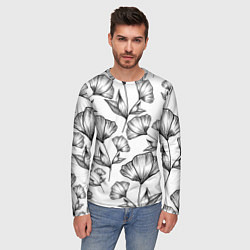 Лонгслив мужской Графичные цветы на белом фоне, цвет: 3D-принт — фото 2