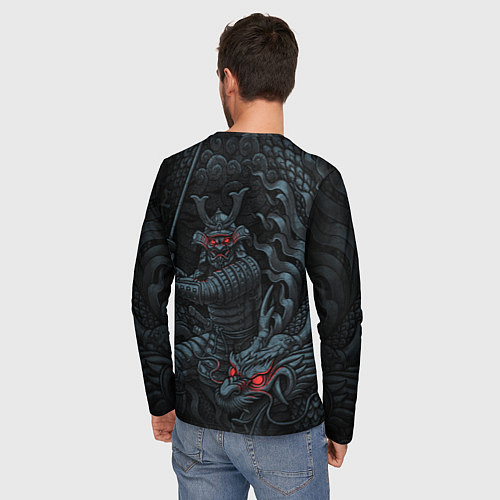 Мужской лонгслив Демонический самурай с драконом / 3D-принт – фото 4