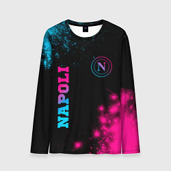Лонгслив мужской Napoli - neon gradient: надпись, символ, цвет: 3D-принт