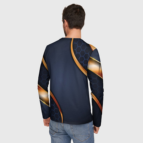 Мужской лонгслив Blue & gold герб России / 3D-принт – фото 4
