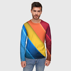 Лонгслив мужской Радужные полоски, цвет: 3D-принт — фото 2