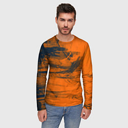 Лонгслив мужской Абстрактная оранжевая поверхность и чёрные тени, цвет: 3D-принт — фото 2
