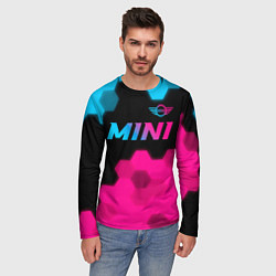 Лонгслив мужской Mini - neon gradient: символ сверху, цвет: 3D-принт — фото 2