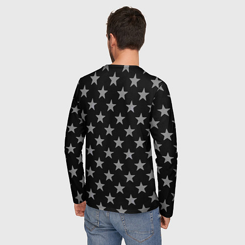 Мужской лонгслив Звездный фон черный / 3D-принт – фото 4