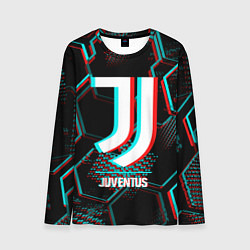 Лонгслив мужской Juventus FC в стиле glitch на темном фоне, цвет: 3D-принт