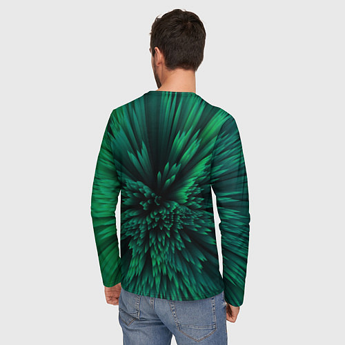 Мужской лонгслив Объёмные острые зелёные фигуры / 3D-принт – фото 4