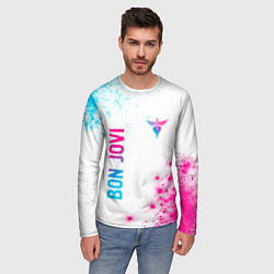 Лонгслив мужской Bon Jovi neon gradient style: надпись, символ, цвет: 3D-принт — фото 2