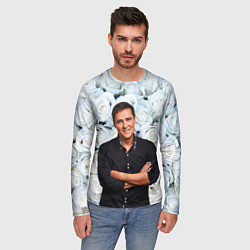Лонгслив мужской Шатунов на фоне роз, цвет: 3D-принт — фото 2