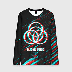 Лонгслив мужской Elden Ring в стиле glitch и баги графики на темном, цвет: 3D-принт