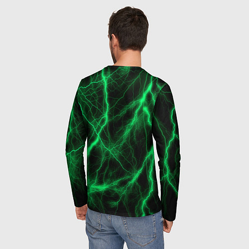 Мужской лонгслив Шкода зеленые молнии / 3D-принт – фото 4