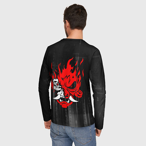 Мужской лонгслив Samurai - Киберпанк - Двоичный код / 3D-принт – фото 4