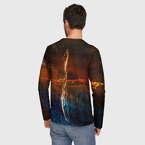 Мужской лонгслив Тени, блёстки и краски во тьме / 3D-принт – фото 4