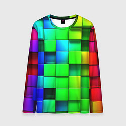 Лонгслив мужской Цветные неоновые кубы, цвет: 3D-принт
