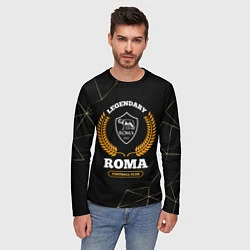 Лонгслив мужской Лого Roma и надпись legendary football club на тем, цвет: 3D-принт — фото 2