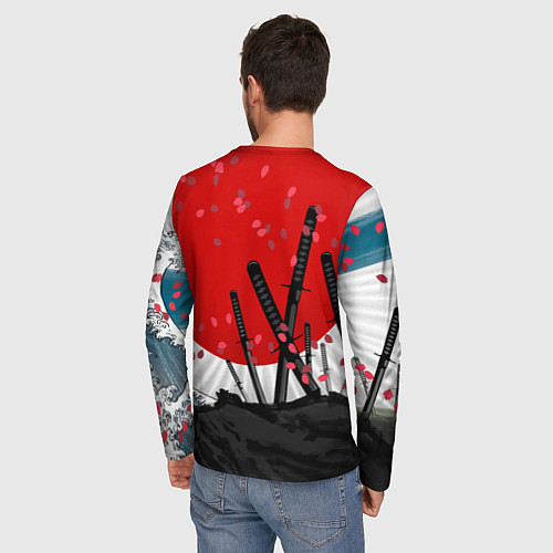 Мужской лонгслив Солнце, волны и катаны / 3D-принт – фото 4