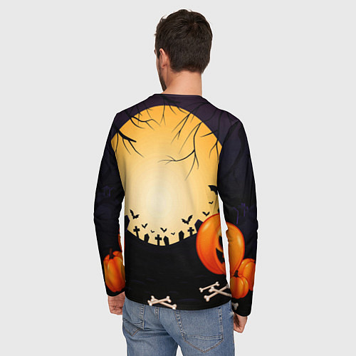 Мужской лонгслив Хэллоуин - тыква / 3D-принт – фото 4