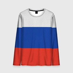 Лонгслив мужской Триколор - флаг России плетёный, цвет: 3D-принт