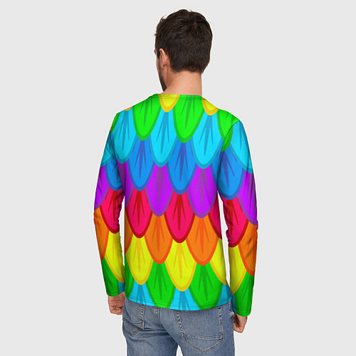 Мужской лонгслив Разноцветные перья / 3D-принт – фото 4