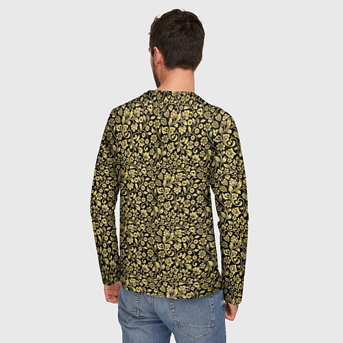 Мужской лонгслив Русская роспись - золотая кудрина / 3D-принт – фото 4