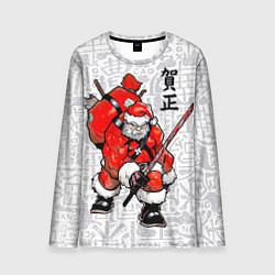 Мужской лонгслив Santa Claus Samurai with katana