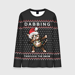 Лонгслив мужской Dabbing, through the snow, cat, цвет: 3D-принт