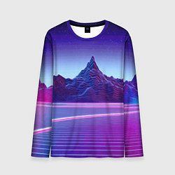 Лонгслив мужской Neon mountains - Vaporwave, цвет: 3D-принт