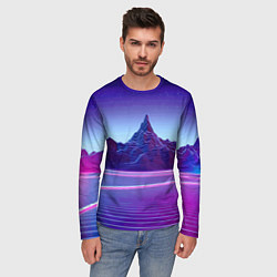 Лонгслив мужской Neon mountains - Vaporwave, цвет: 3D-принт — фото 2