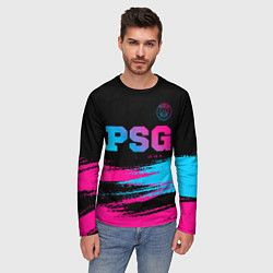 Лонгслив мужской PSG - neon gradient: символ сверху, цвет: 3D-принт — фото 2