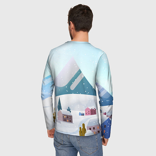 Мужской лонгслив Зимние горы - минимализм / 3D-принт – фото 4