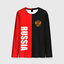 Лонгслив мужской Россия: Черно-красный, цвет: 3D-принт