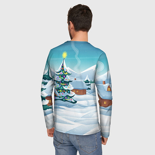 Мужской лонгслив Зайка с подарками - новый год / 3D-принт – фото 4
