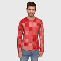 Лонгслив мужской Красный паттерн из кубов, цвет: 3D-принт — фото 2
