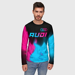 Лонгслив мужской Audi - neon gradient: символ сверху, цвет: 3D-принт — фото 2